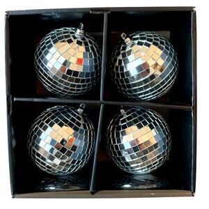 CHRISTIAN SIRIANO Glass Disco Ball Ornaments 4in Christmas Holiday Set Of 4 NEW